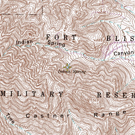 Topographic Map of Indian Spring, TX
