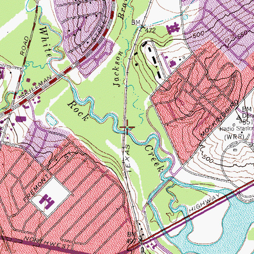 Topographic Map of Jackson Branch, TX