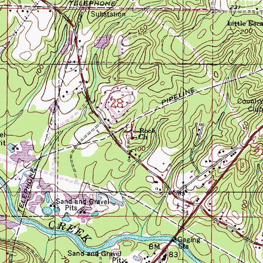 Topographic Map of Rock Cemetery, AL