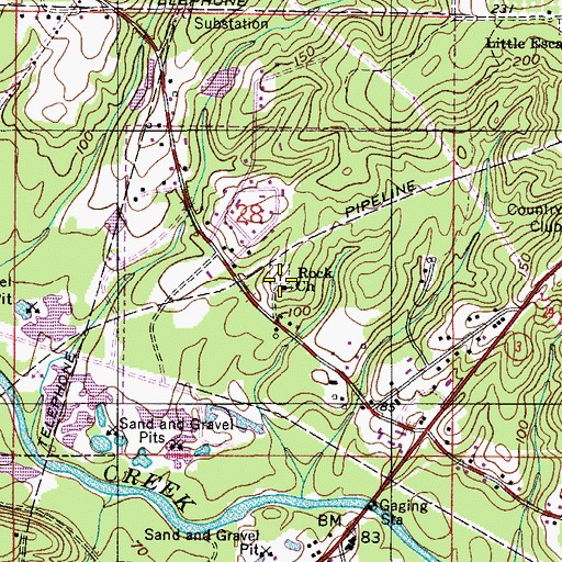 Topographic Map of Rock Cemetery, AL