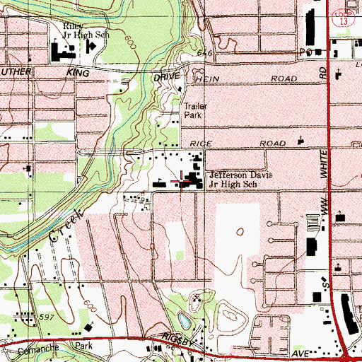 Topographic Map of Jefferson Davis Junior High School, TX