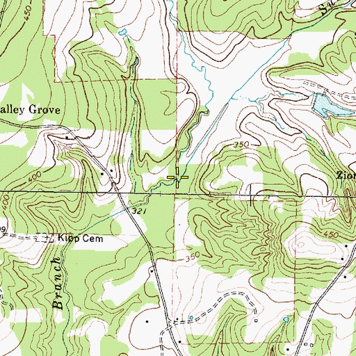 Topographic Map of Johnson Branch, TX