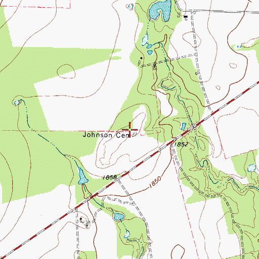 Topographic Map of Johnson Cemetery, TX