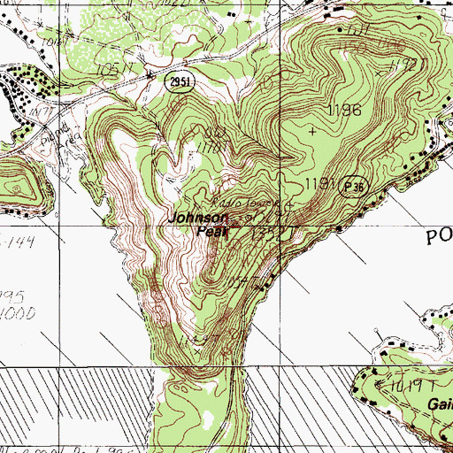 Topographic Map of Johnson Peak, TX