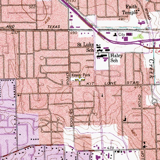 Topographic Map of Keeler Park, TX