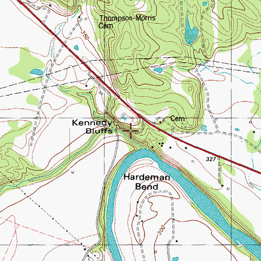 Topographic Map of Kennedy Bluffs, TX