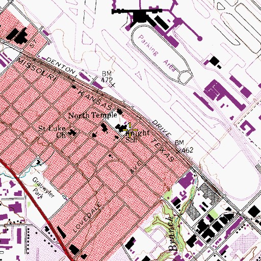 Topographic Map of Knight School, TX