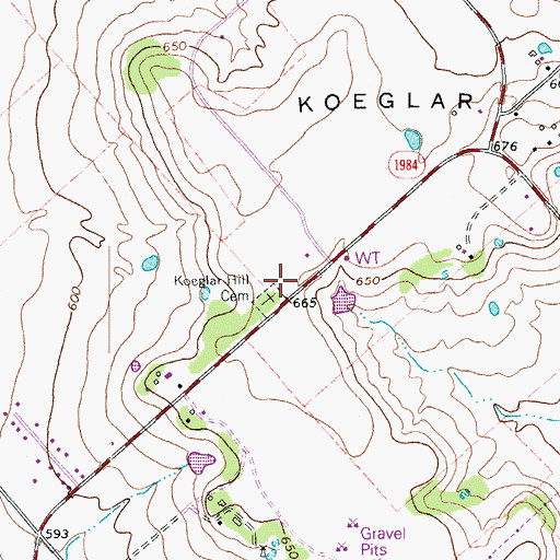 Topographic Map of Koeglar Hill Cemetery, TX