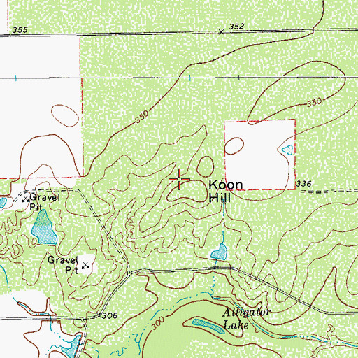 Topographic Map of Koon Hill, TX