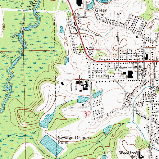 Topographic Map of Luverne High School, AL