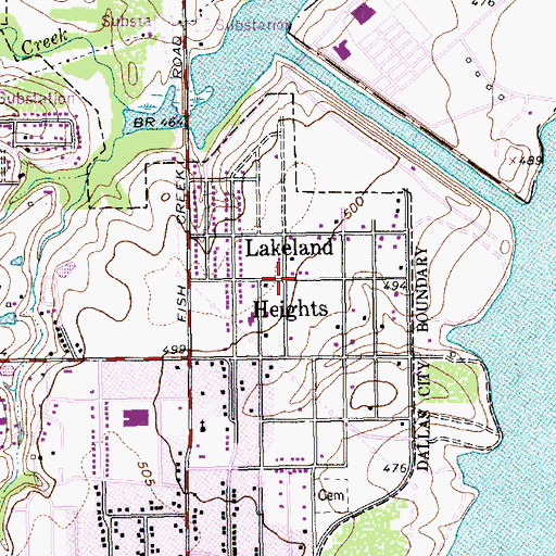 Topographic Map of Lakeland Heights, TX