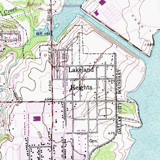 Topographic Map of Lakeland Heights, TX