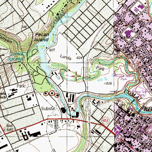Topographic Map of Landa Park, TX