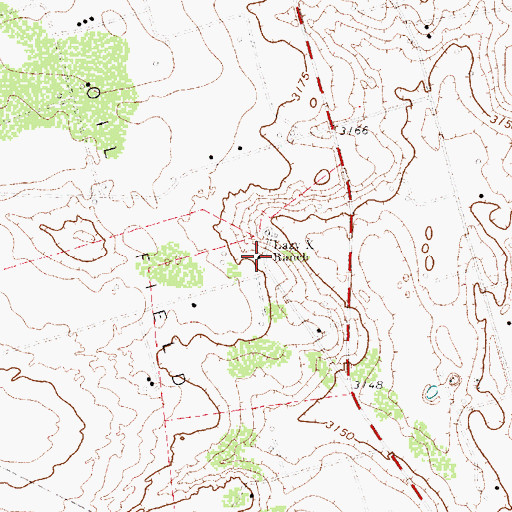 Topographic Map of Lazy X Ranch, TX