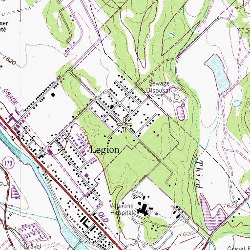 Topographic Map of Legion, TX