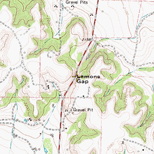 Topographic Map of Lemons Gap, TX