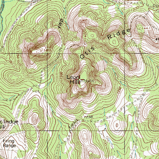 Topographic Map of Leon Hill, TX
