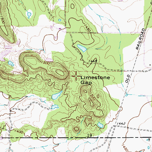Topographic Map of Limestone gap, TX
