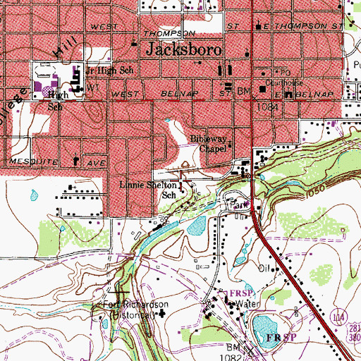 Topographic Map of Linnie Shelton School, TX