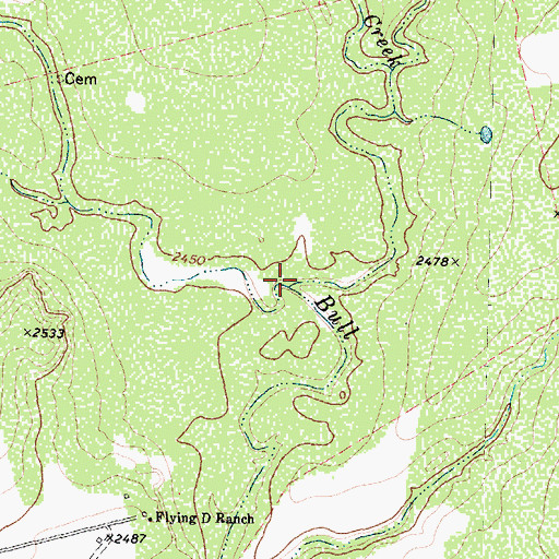 Topographic Map of Little Bull Creek, TX