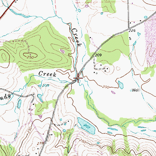 Topographic Map of Little Sandy Creek, TX