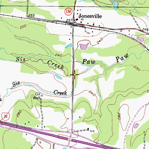 Topographic Map of Little Sis Creek, TX