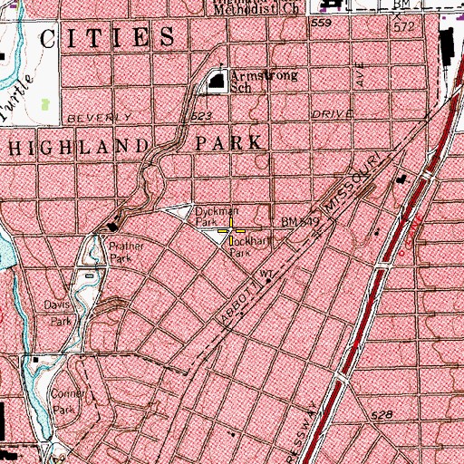 Topographic Map of Lockhart Park, TX