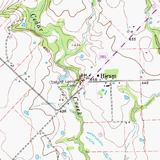 Topographic Map of Locust Grove Cemetery, TX
