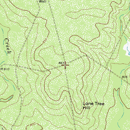 Topographic Map of Lone Tree Hill, TX