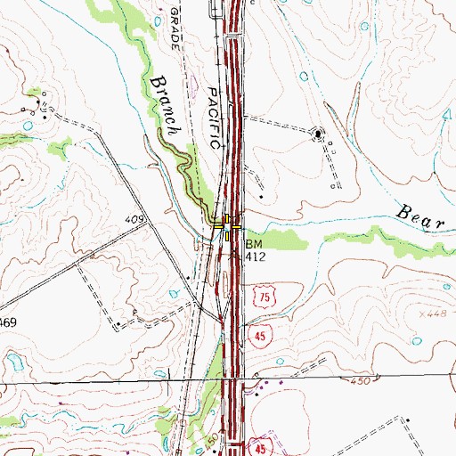 Topographic Map of Long Branch, TX