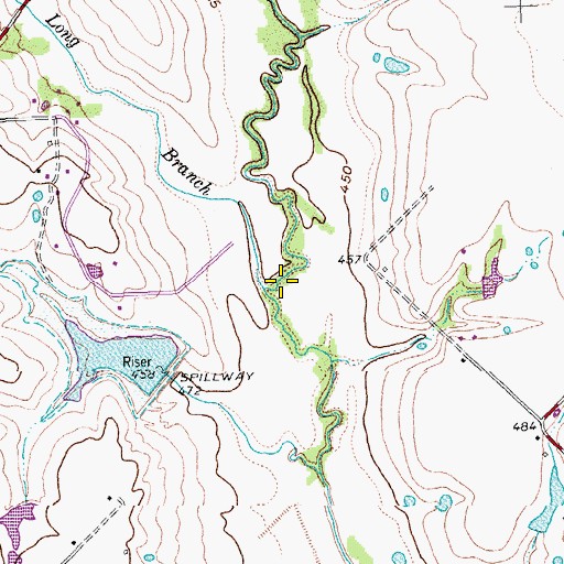 Topographic Map of Long Branch, TX