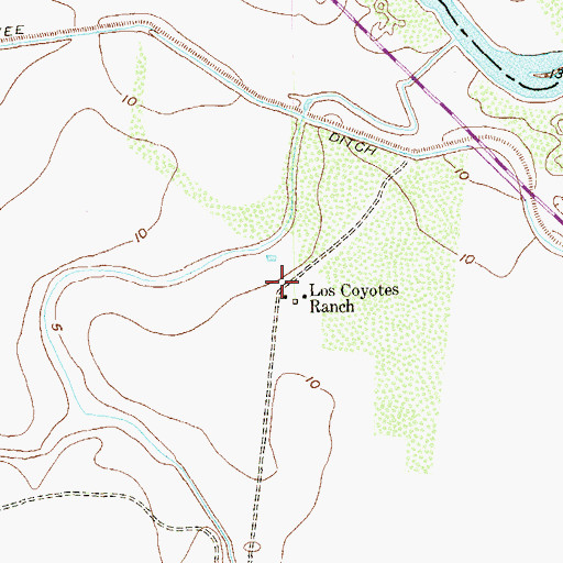 Topographic Map of Los Coyotes Ranch, TX