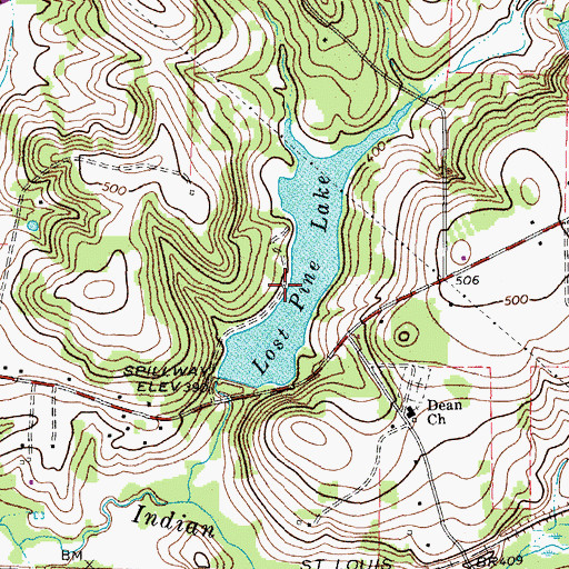 Topographic Map of Lost Pine Lake, TX
