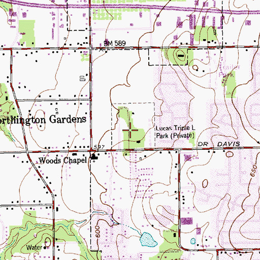 Topographic Map of Lucas Triple L Park, TX