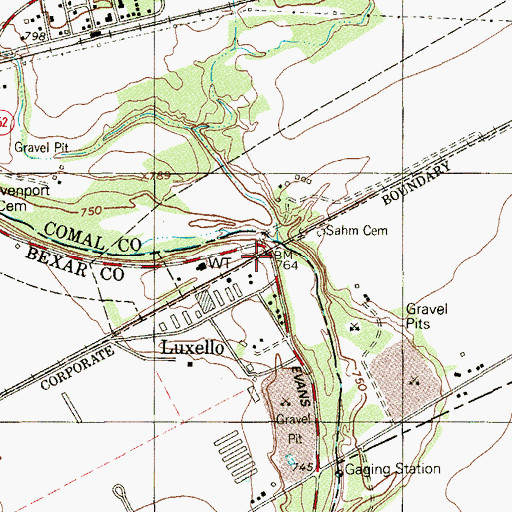 Topographic Map of Luxello, TX