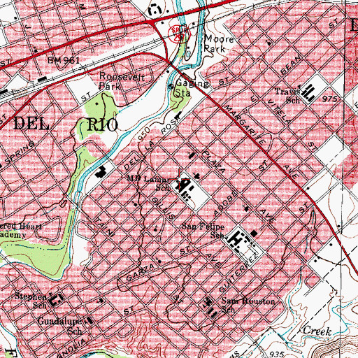 Topographic Map of Lamar Elementary School, TX