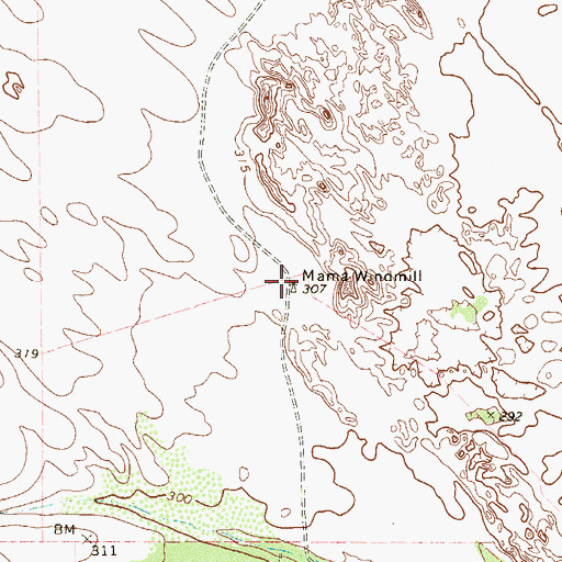 Topographic Map of Mama Windmill, TX