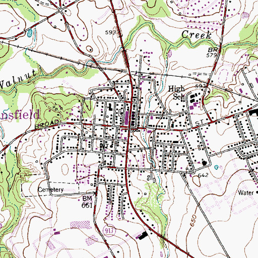 Topographic Map of Mansfield, TX