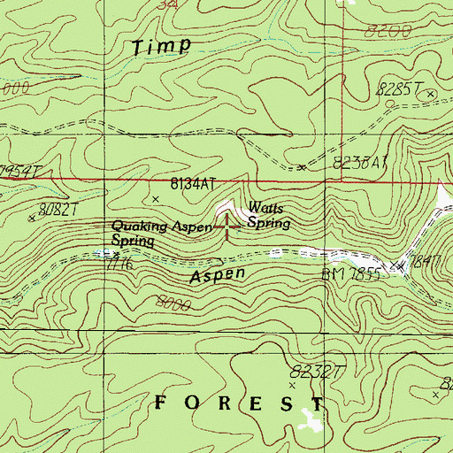 Topographic Map of Watts Spring, AZ