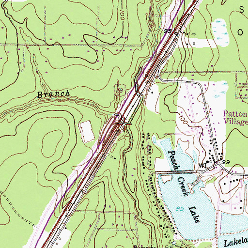 Topographic Map of Mare Branch, TX