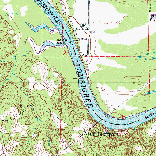Topographic Map of Bluff Port Ferry (historical), AL