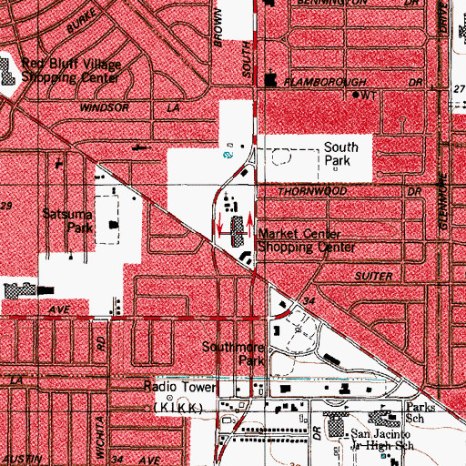 Topographic Map of Market Center Shopping Center, TX