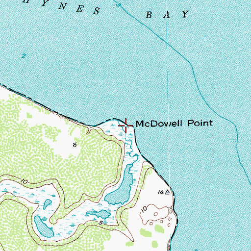 Topographic Map of McDowell Point, TX