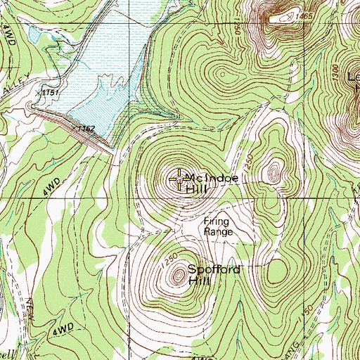 Topographic Map of McIndoe Hill, TX