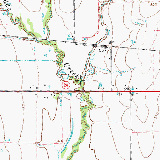 Topographic Map of McWright Branch, TX