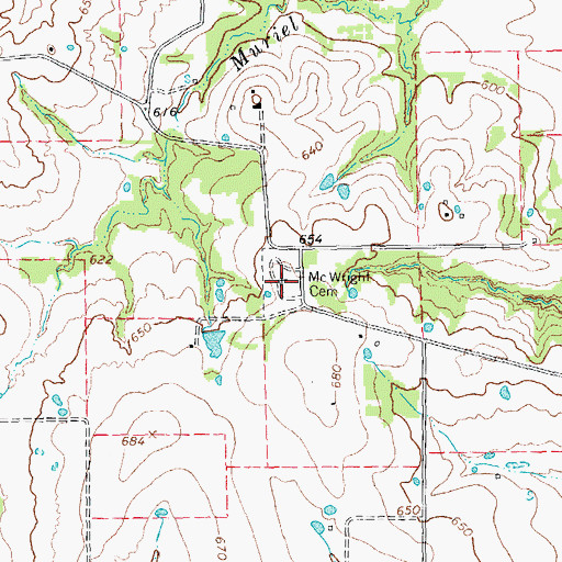 Topographic Map of McWright Cemetery, TX