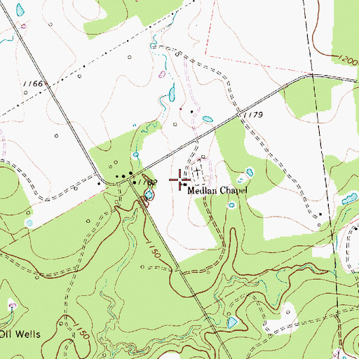 Topographic Map of Medlan Chapel, TX