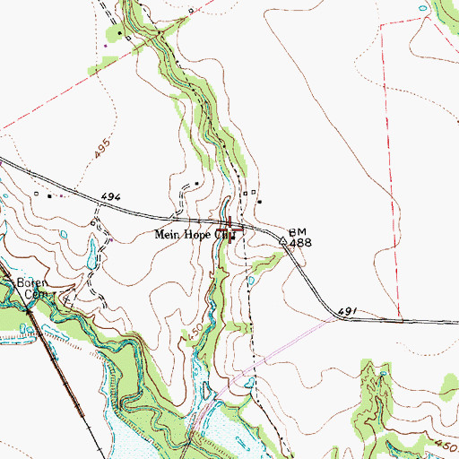 Topographic Map of Mein Hope Church, TX