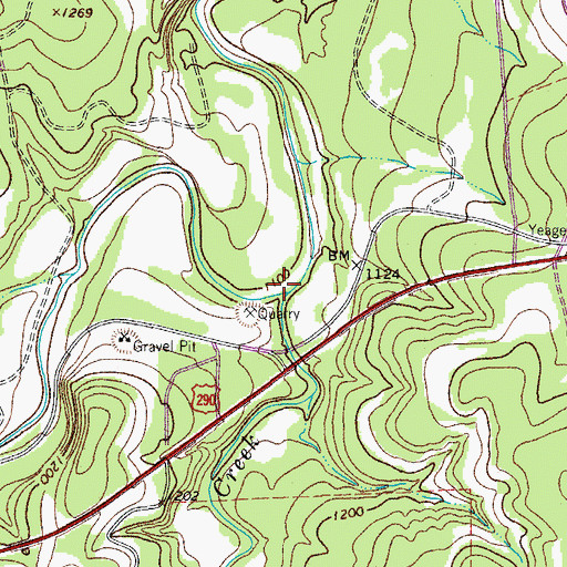 Topographic Map of Middle Creek, TX