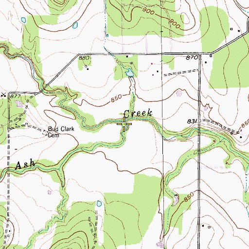 Topographic Map of Mill Branch, TX